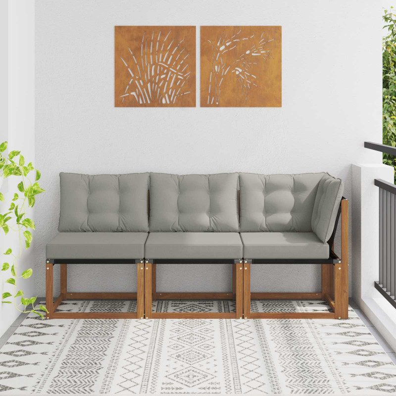Modułowa sofa na zewnątrz z poduszką 3 Sztuka Naturalny