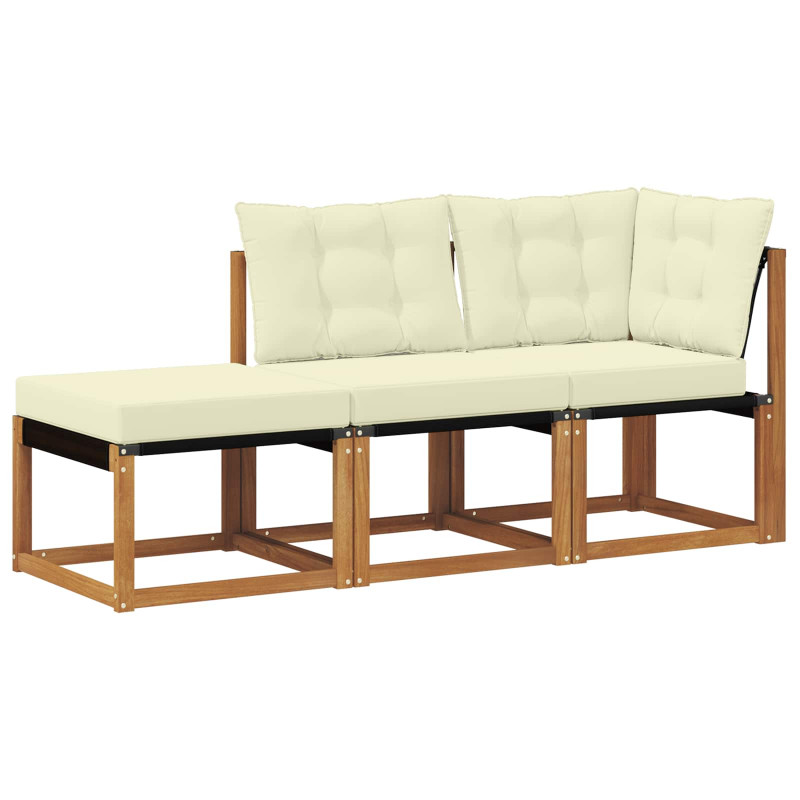 Modułowa sofa na zewnątrz 3 Sztuka Naturalny i Kremowy
