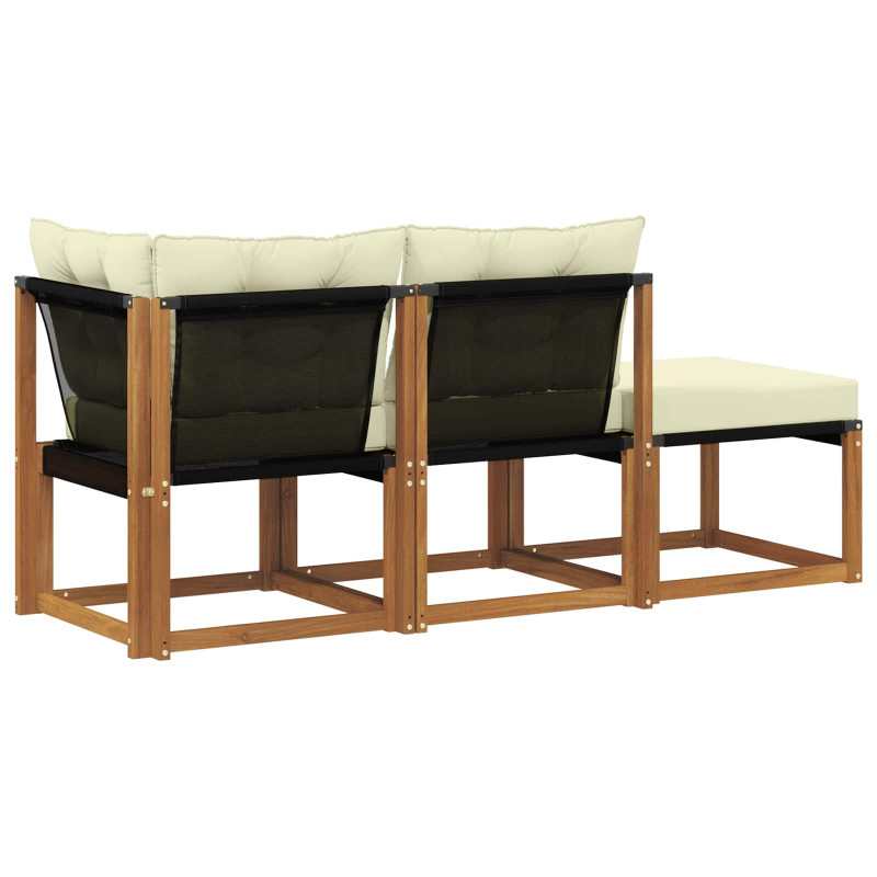 Modułowa sofa na zewnątrz 3 Sztuka Naturalny i Kremowy