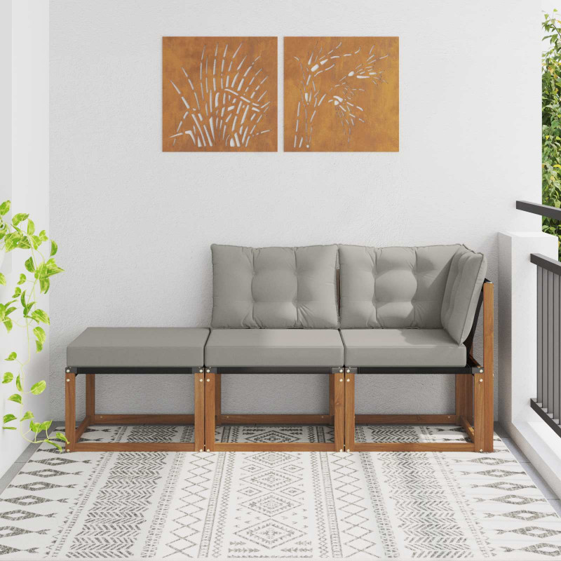 Modułowa sofa na zewnątrz 3 Sztuka Naturalny i Jasny Szary