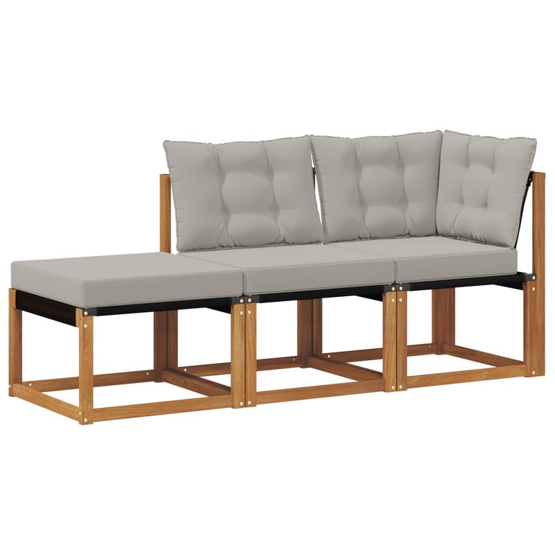 Modułowa sofa na zewnątrz 3 Sztuka Naturalny i Jasny Szary