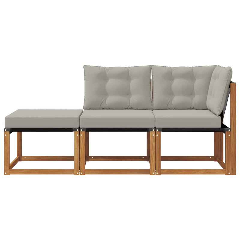 Modułowa sofa na zewnątrz 3 Sztuka Naturalny i Jasny Szary