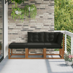 Modułowa sofa na zewnątrz 3 Sztuka Naturalny i czarny