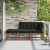 Modułowa sofa na zewnątrz 3 Sztuka Naturalny i czarny
