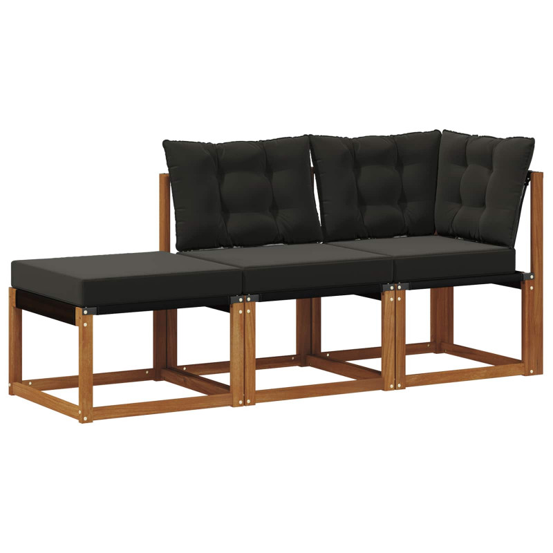 Modułowa sofa na zewnątrz 3 Sztuka Naturalny i czarny