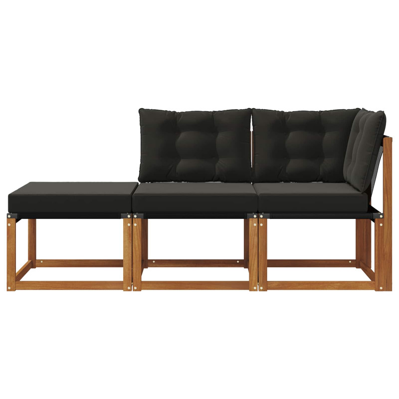 Modułowa sofa na zewnątrz 3 Sztuka Naturalny i czarny
