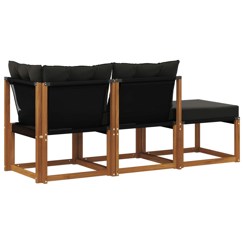 Modułowa sofa na zewnątrz 3 Sztuka Naturalny i czarny