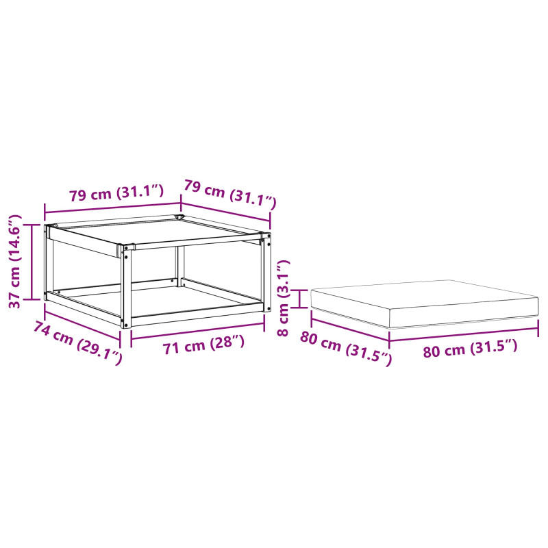 Outdoor Hocker Lite Drewno Akacji Naturalny