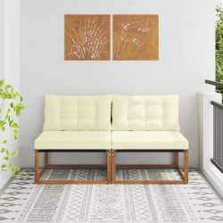 2 Sztuka Środkowa sofa ogrodowa Lite Drewno Akacji Naturalny