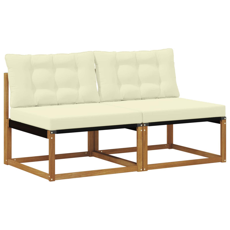 2 Sztuka Środkowa sofa ogrodowa Lite Drewno Akacji Naturalny