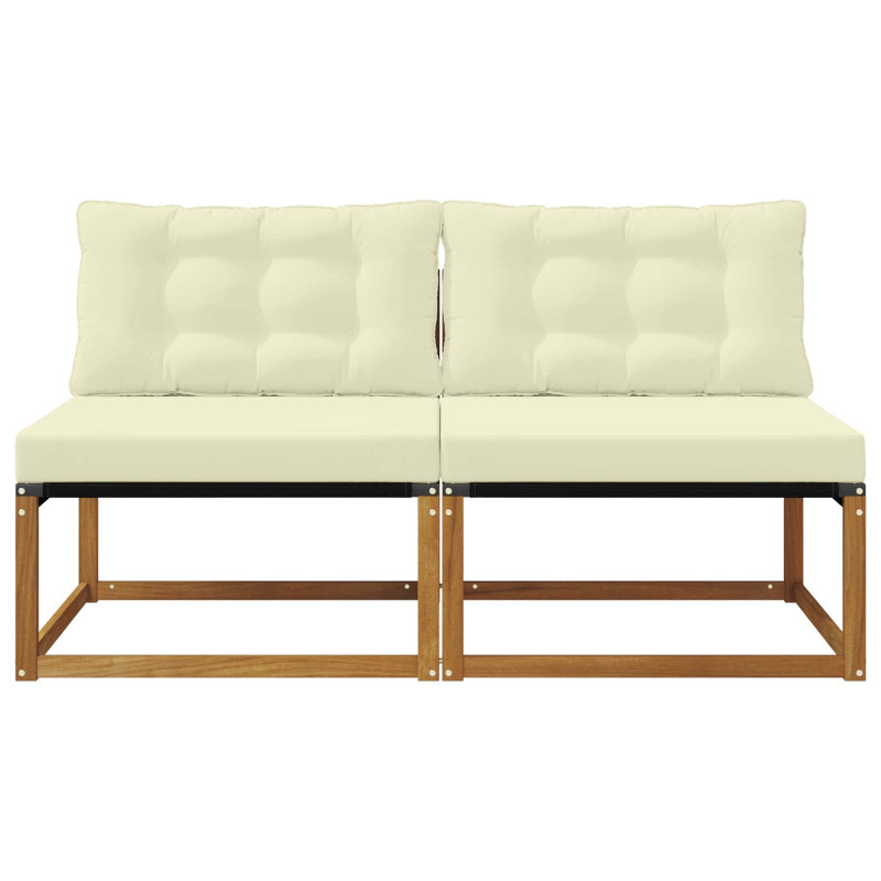 2 Sztuka Środkowa sofa ogrodowa Lite Drewno Akacji Naturalny