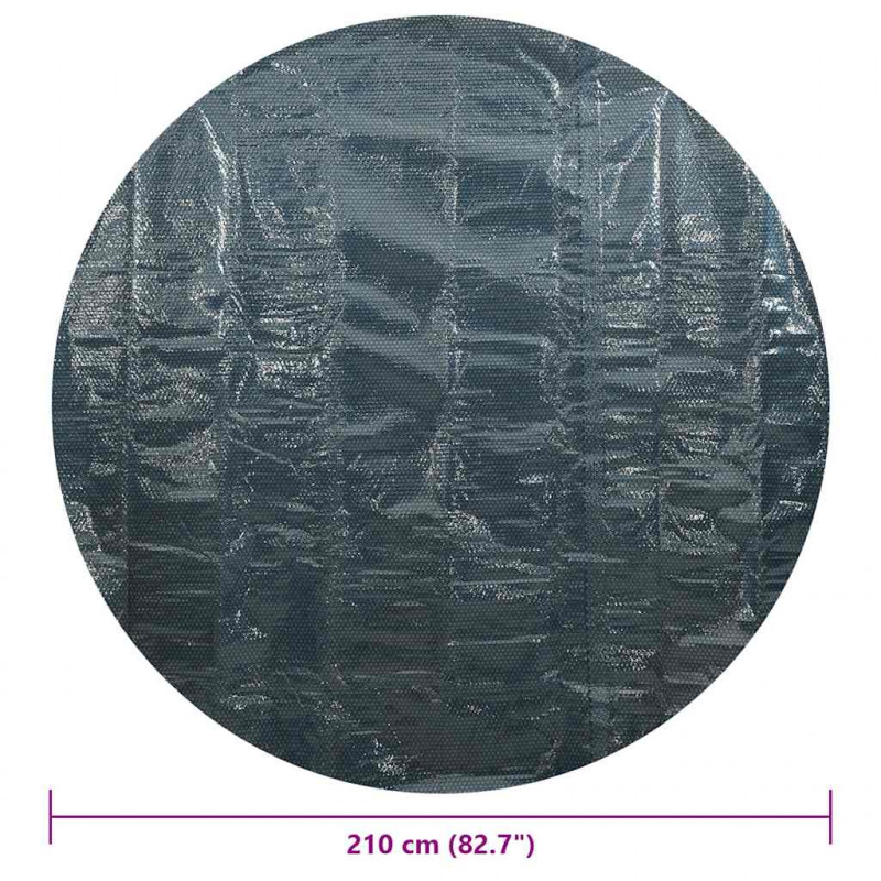 Pływająca folia solarna z PE na basen, 210 cm, czarno-niebieska