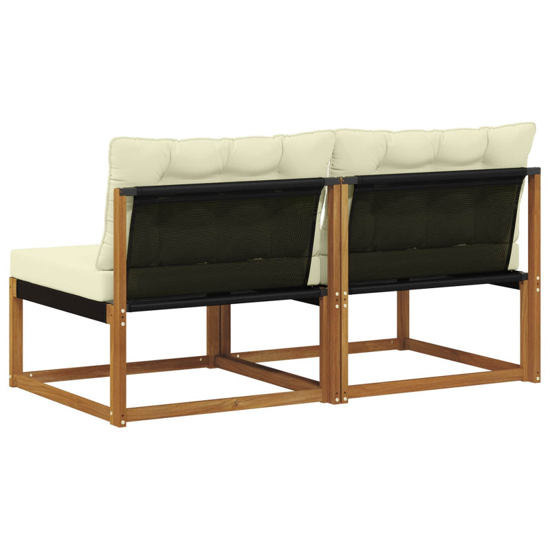 2 Sztuka Środkowa sofa ogrodowa Lite Drewno Akacji Naturalny