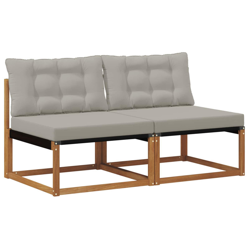 2 Sztuka Środkowa sofa ogrodowa Lite Drewno Akacji Naturalny