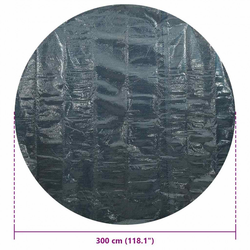 Pływająca folia solarna z PE na basen, 300 cm, czarno-niebieska