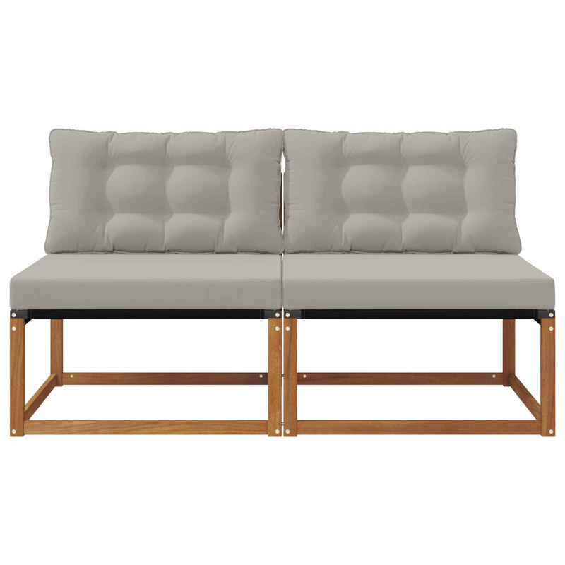 2 Sztuka Środkowa sofa ogrodowa Lite Drewno Akacji Naturalny