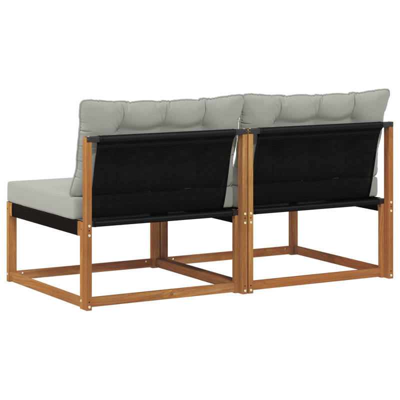 2 Sztuka Środkowa sofa ogrodowa Lite Drewno Akacji Naturalny