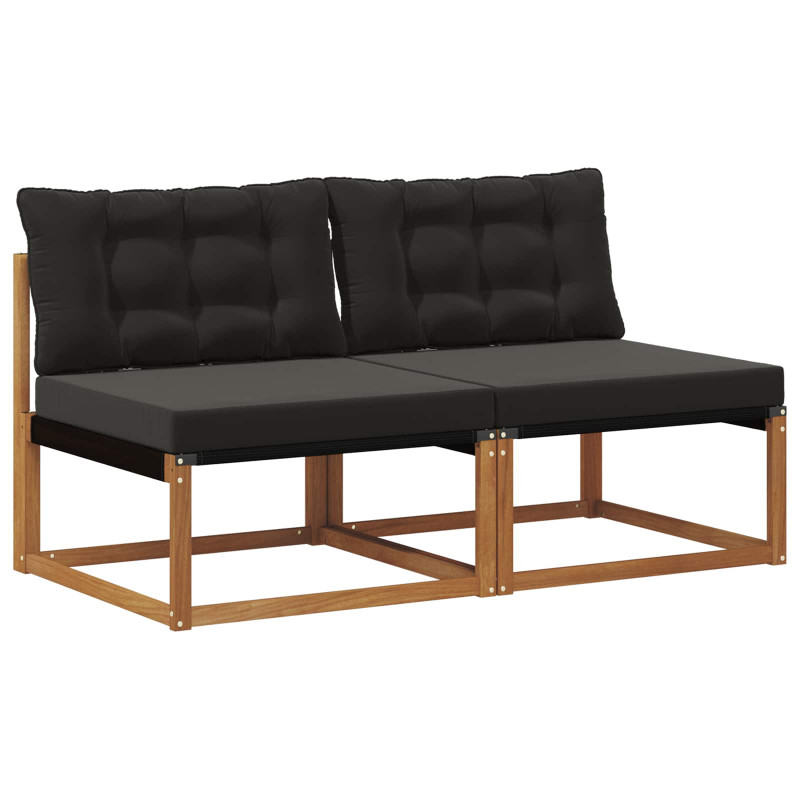 2 Sztuka Środkowa sofa ogrodowa Lite Drewno Akacji Naturalny