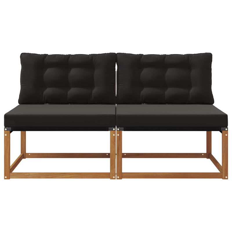 2 Sztuka Środkowa sofa ogrodowa Lite Drewno Akacji Naturalny