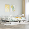 Sofa rozsuwana z szufladami, bez materaca, białe, 90x200 cm