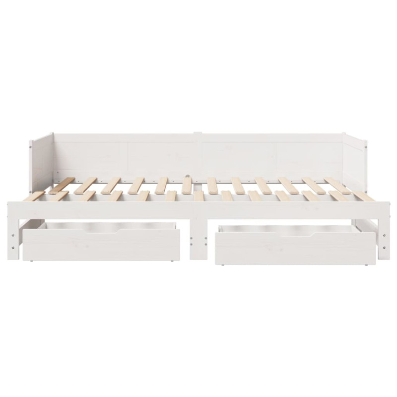 Sofa rozsuwana z szufladami, bez materaca, białe, 80x200 cm