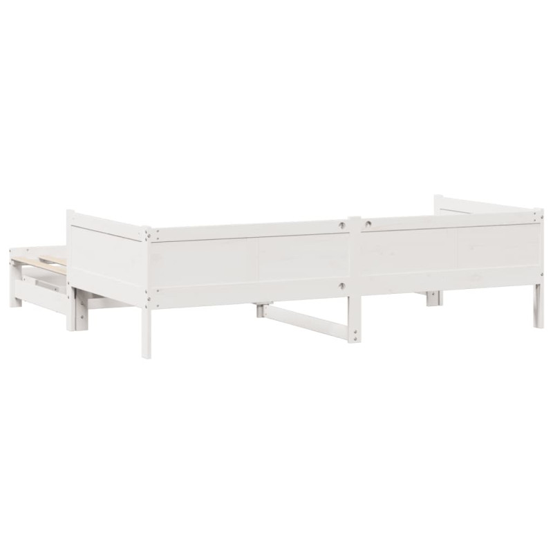 Sofa rozsuwana z szufladami, bez materaca, białe, 80x200 cm