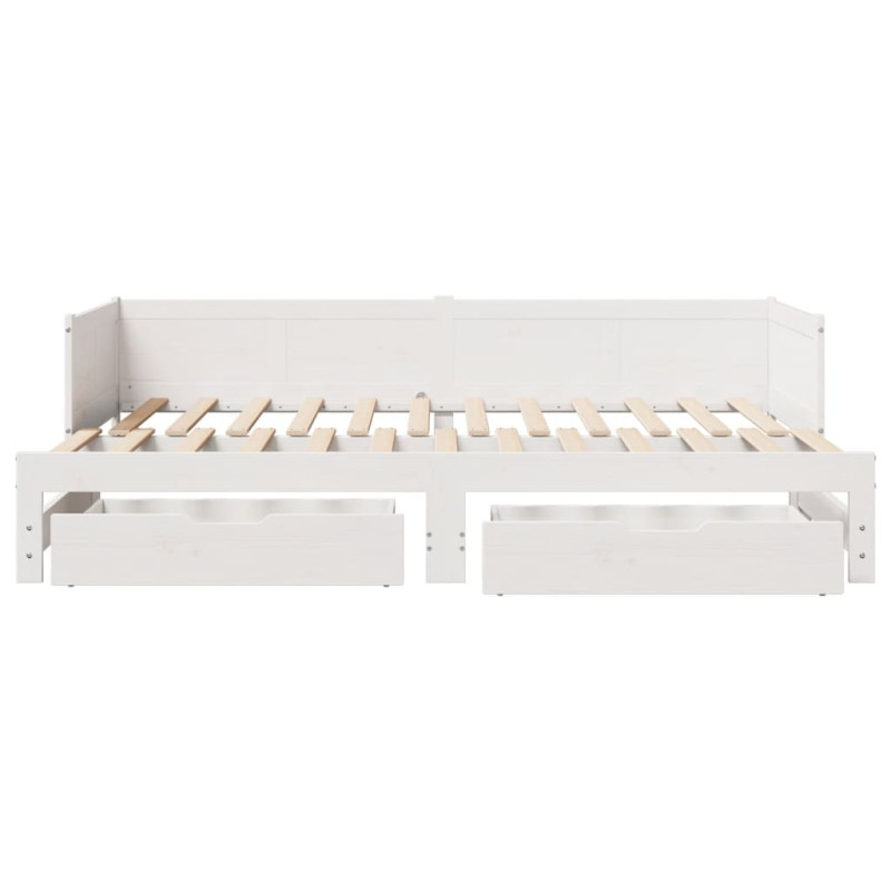 Sofa rozsuwana z szufladami, bez materaca, białe, 90x200 cm