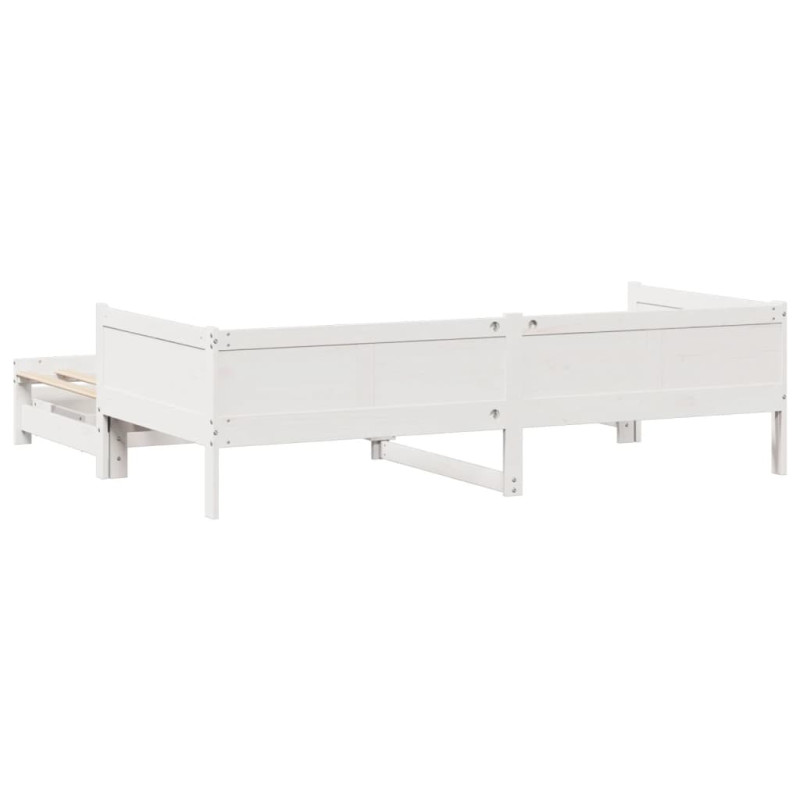 Sofa rozsuwana z szufladami, bez materaca, białe, 90x200 cm