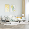 Sofa rozsuwana z szufladami, bez materaca, białe, 80x200 cm
