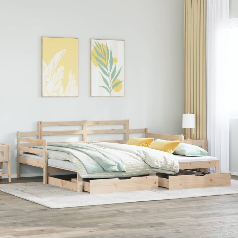 Sofa rozsuwana z szufladami, bez materaca, 90x200 cm