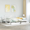 Sofa rozsuwana z szufladami, bez materaca, białe, 90x190 cm