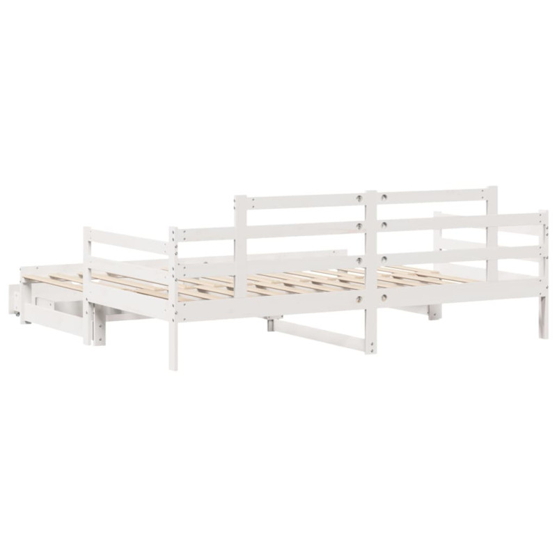 Sofa rozsuwana z szufladami, bez materaca, białe, 90x190 cm