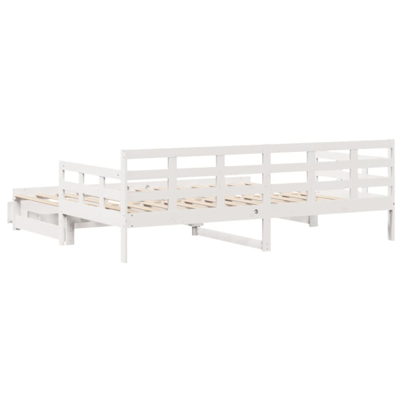 Sofa rozsuwana z szufladami, bez materaca, białe, 90x200 cm