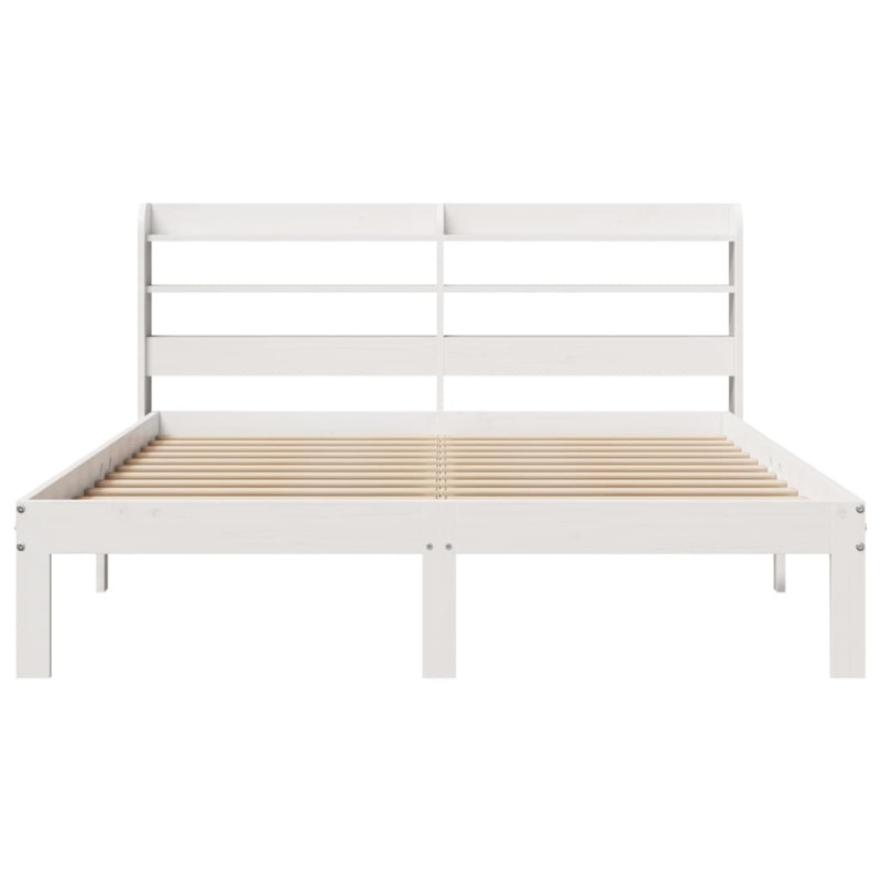 Rama łóżka z zagłówkiem bez materaca, biała, 140x200 cm