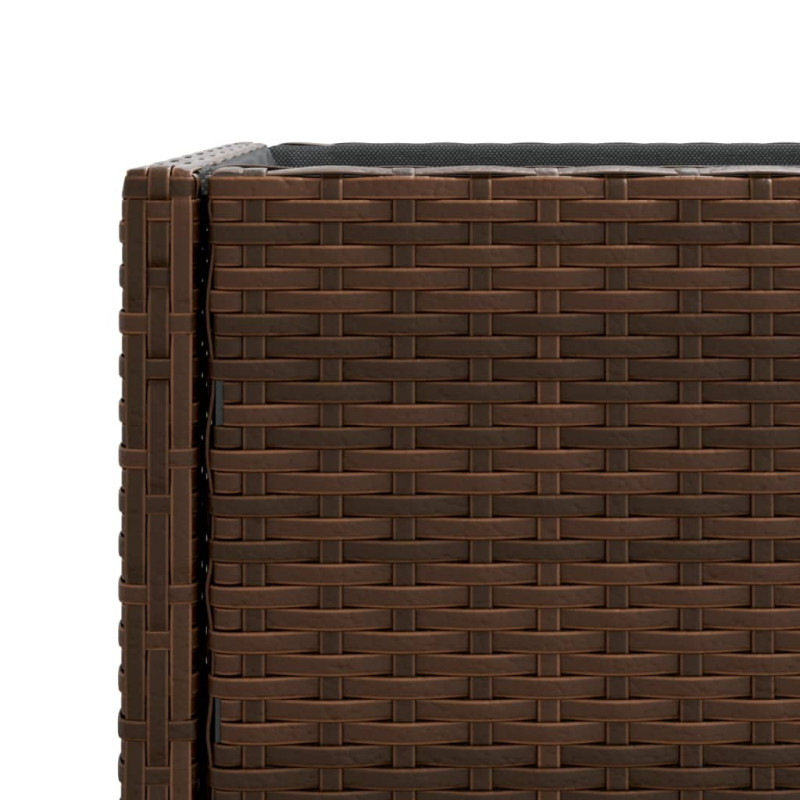 Donice ogrodowe z półką, 2 szt., brąz, 70x28x70 cm, polirattan