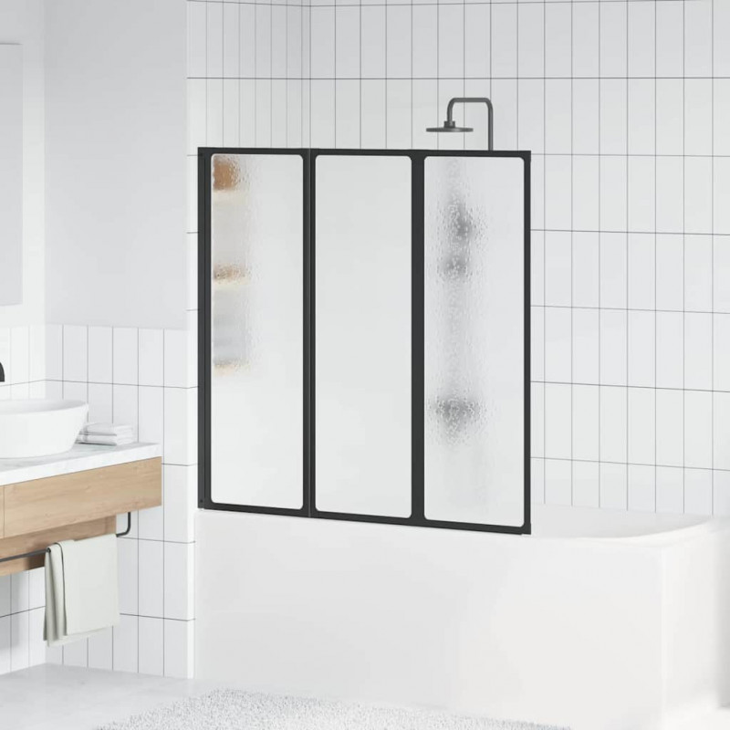 Parawan prysznicowy Czarny 120 x 2 x 117 cm Aluminium i PP