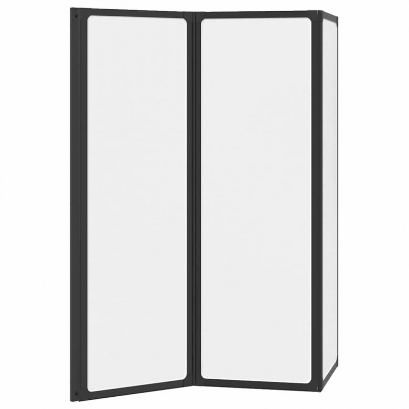 Parawan prysznicowy Czarny 120 x 2 x 117 cm Aluminium i PP