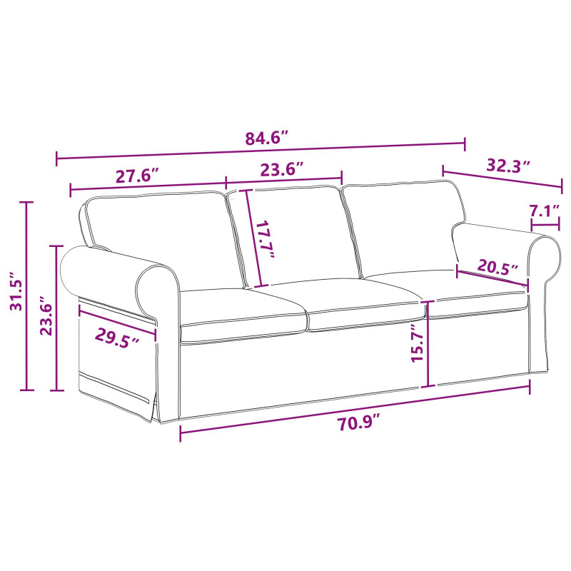 Sofa Ciemnoszary 215 x 82 x 80 cm tkanina