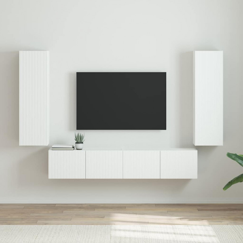 Szafka pod telewizor 2 pcs Błyszcząca biel 30 x 31 x 100 cm