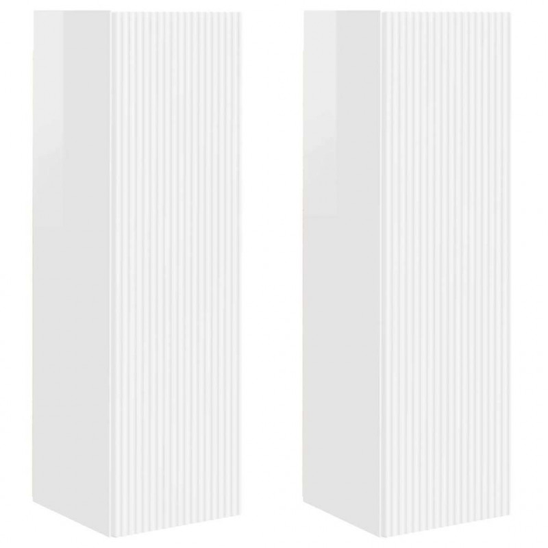 Szafka pod telewizor 2 pcs Błyszcząca biel 30 x 31 x 100 cm