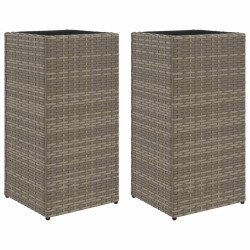 Donice ogrodowe, 2 szt., szare, 30x30x60 cm, rattan PE