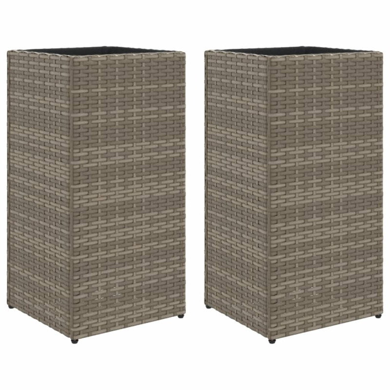 Donice ogrodowe, 2 szt., szare, 30x30x60 cm, rattan PE