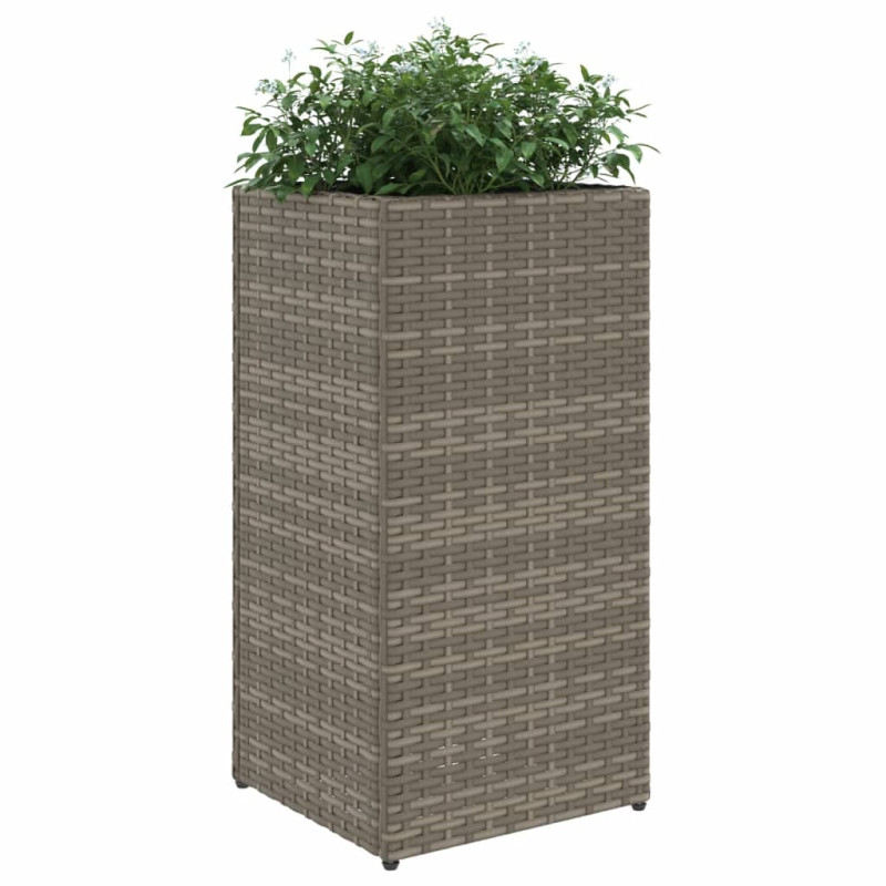 Donice ogrodowe, 2 szt., szare, 30x30x60 cm, rattan PE