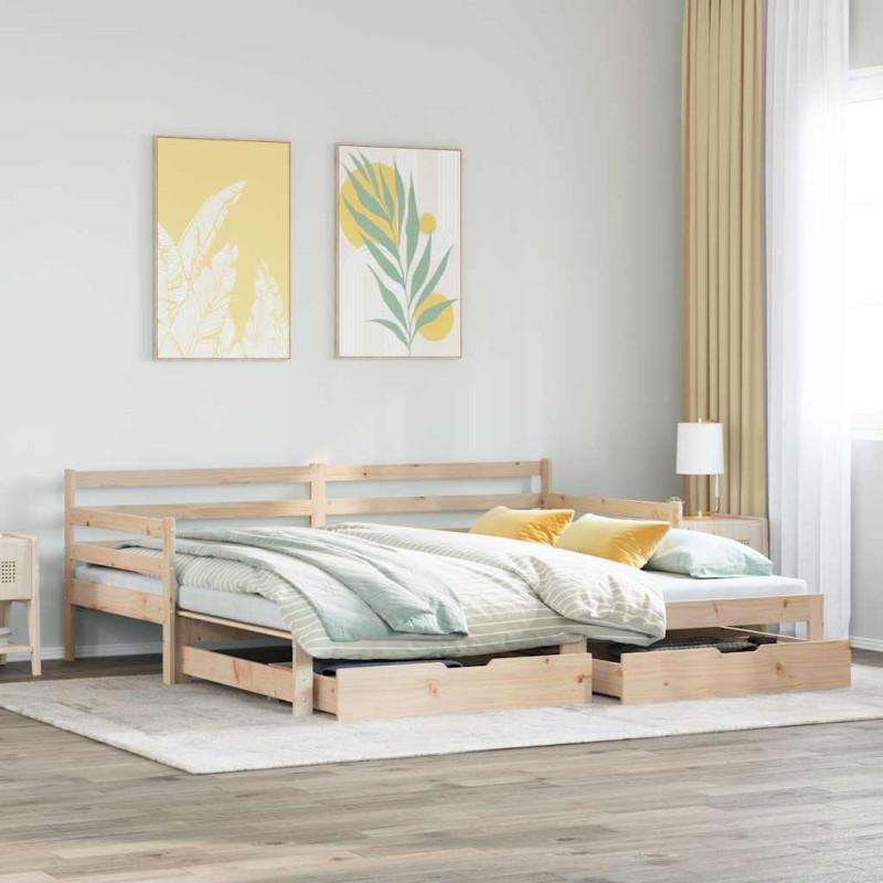 Sofa rozsuwana z szufladami, bez materaca, 80x200 cm