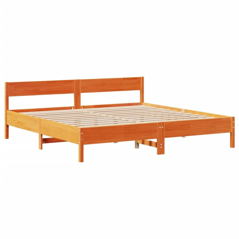 Łóżko bez materaca, woskowy brąz, 200x200 cm, drewno sosnowe
