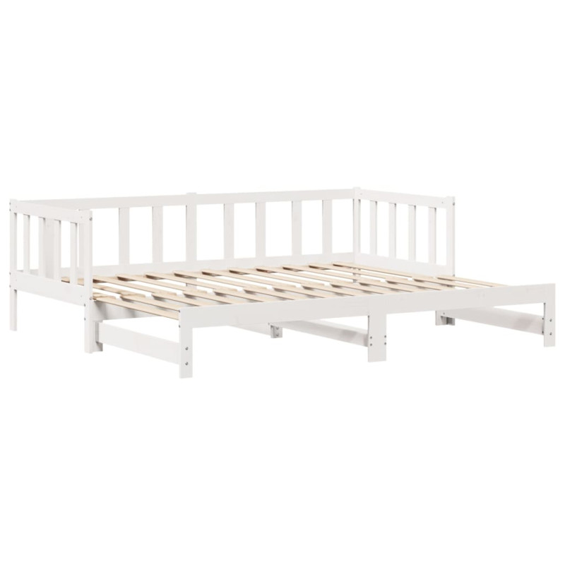 Sofa rozsuwana z szufladami, bez materaca, białe, 90x200 cm