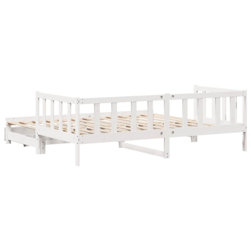 Sofa rozsuwana z szufladami, bez materaca, białe, 90x200 cm