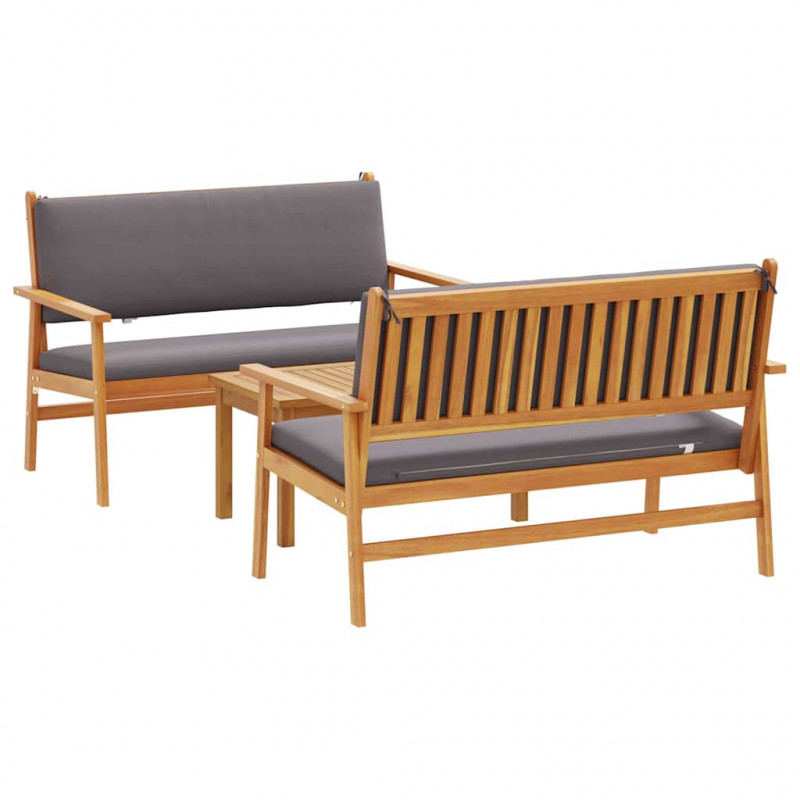 Zestaw Sof na Ogród 3 pcs Brązowy 120 x 65,5 x 79 cm