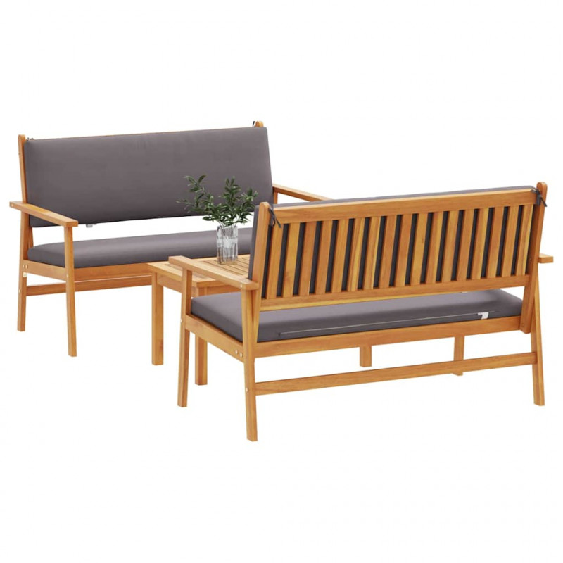Zestaw Sof na Ogród 3 pcs Brązowy 120 x 65,5 x 79 cm