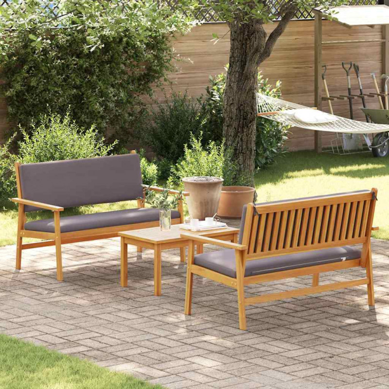 Zestaw Sof na Ogród 3 pcs Brązowy 120 x 65,5 x 79 cm